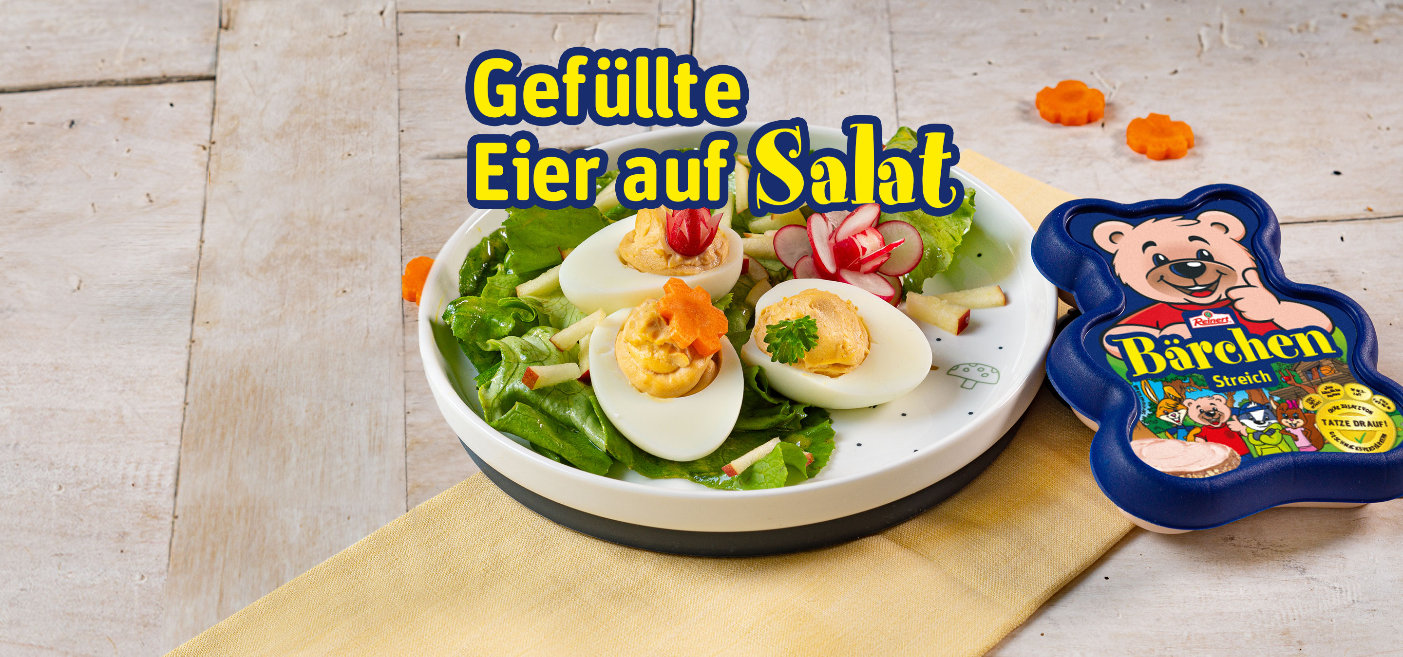 Reinert Bärchen : Gefüllte Eier auf Salat | Reinert Bärchen