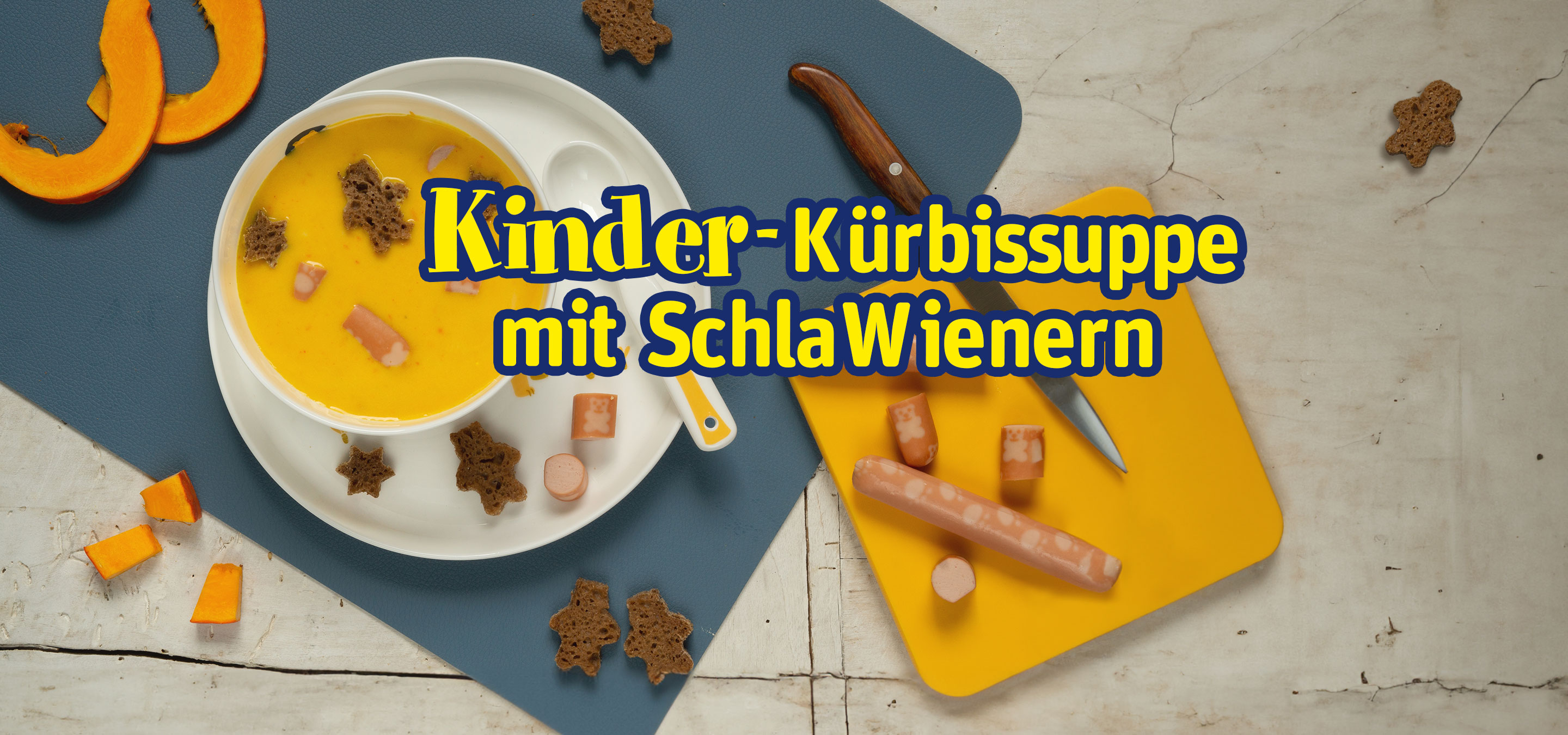 Reinert Bärchen : Kürbissuppe für Kinder mit SchlaWiener-Würstchen